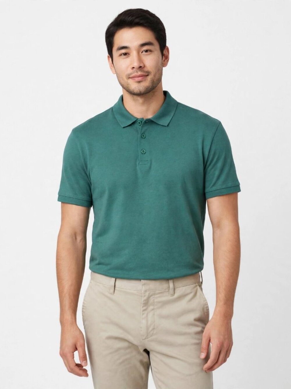 ASOS Design Mens Sz M Green Polo Shirt Short Sleeve Cotton Blend Casual Preppy